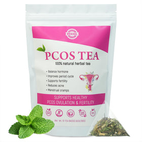 Laicuherb PCOS Spearmint Tea packaging promotes daily balance.