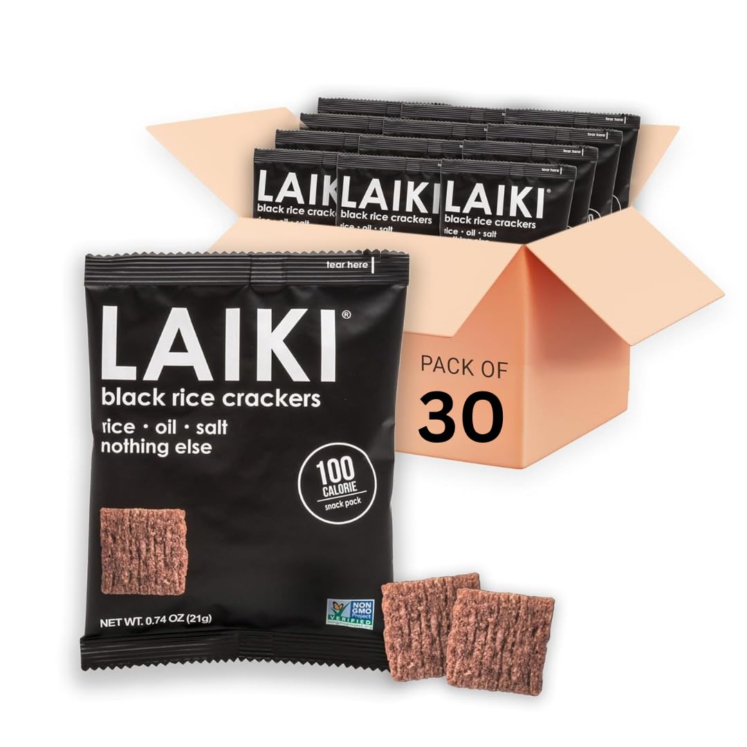 LAIKI crackers black serving with dip, dairy-free and non-GMO snack idea.