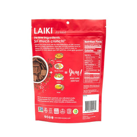 Close-up of LAIKI Red Rice Crackers showing airy texture and crisp bite