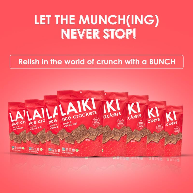 LAIKI Red Rice Crackers packaging front for quick identification