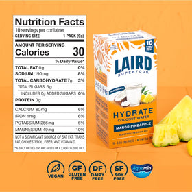 Laird Superfood coconut water ingredients and minerals highlighted.