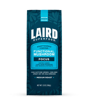 Laird Superfood Focus Coffee bag showcases Peruvian roast for a smooth, balanced cup.
