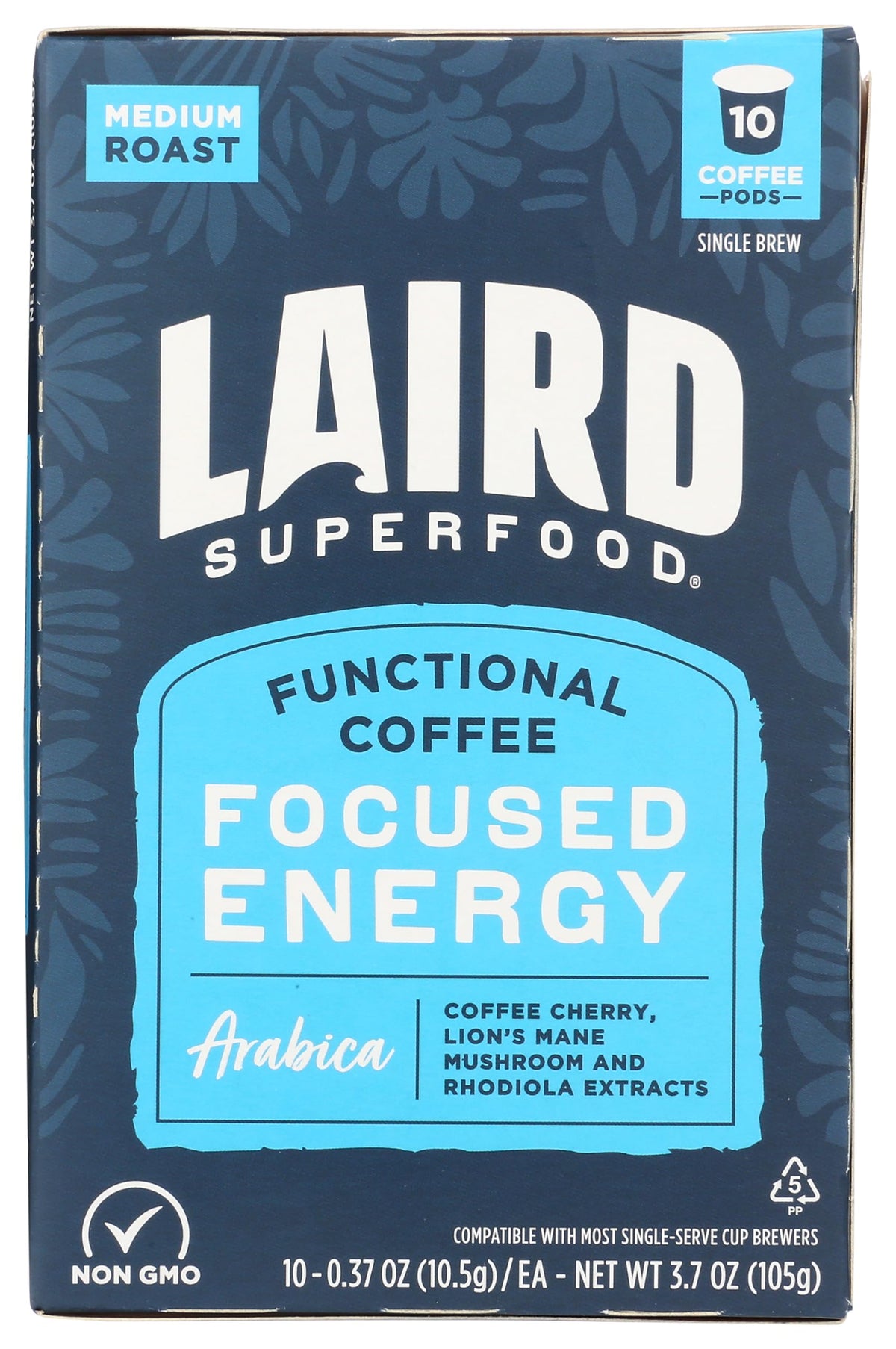 Laird Superfood Focused Energy K-Cups with Lions Mane and Rhodiola for a plant-based morning boost.