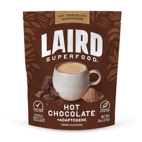 Packaged Laird Superfood Functional Mushrooms Hot Chocolate with organic ingredients and clean labeling.
