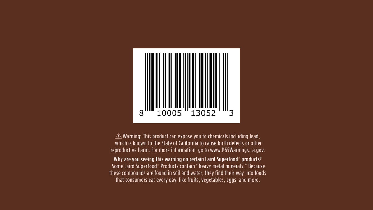 Laird Superfood hot chocolate organic-certifications label reinforces trusted sourcing.