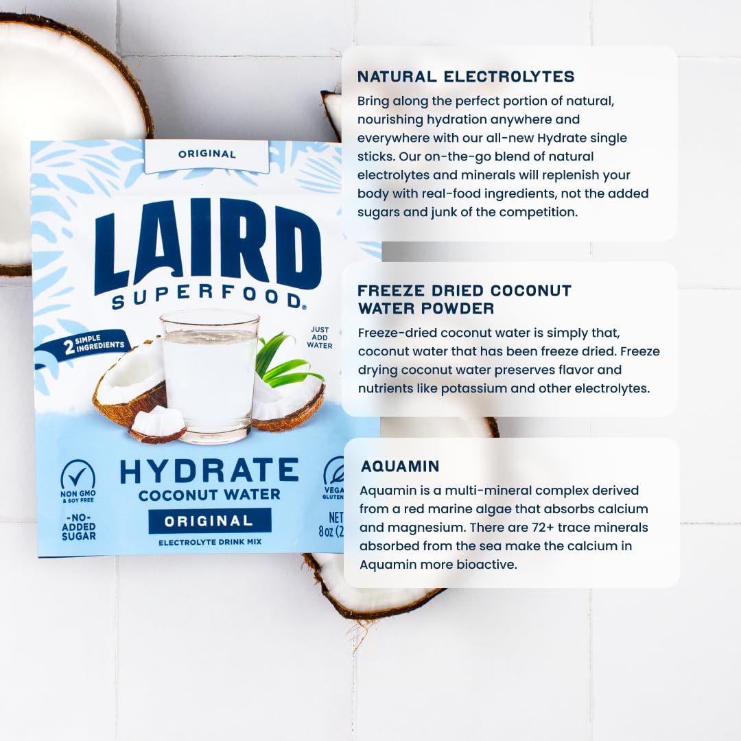 Laird Superfood Hydrate Aquamin-ingredient label highlights minerals for daily balance.