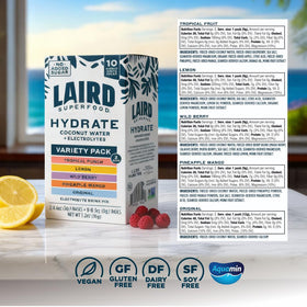 Laird Superfood Hydrate ingredients close-up showing coconut water minerals.