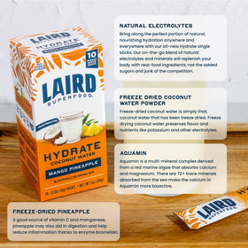 Laird Superfood Hydrate stick dissolving in water for quick refreshment.