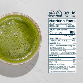 Laird Superfood Instant Latte Matcha cup shows frothy, coconut-creamer texture.
