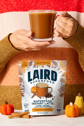 Laird Superfood Instant Latte Pumpkin Spice latte with warm, comforting texture