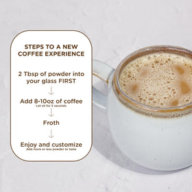 Laird Superfood mocha coffee cup with steam for a comforting moment