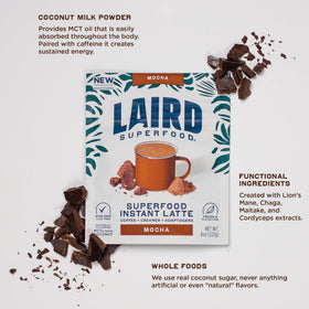 Cacao and instant coffee blend delivers a robust mocha aroma and depth