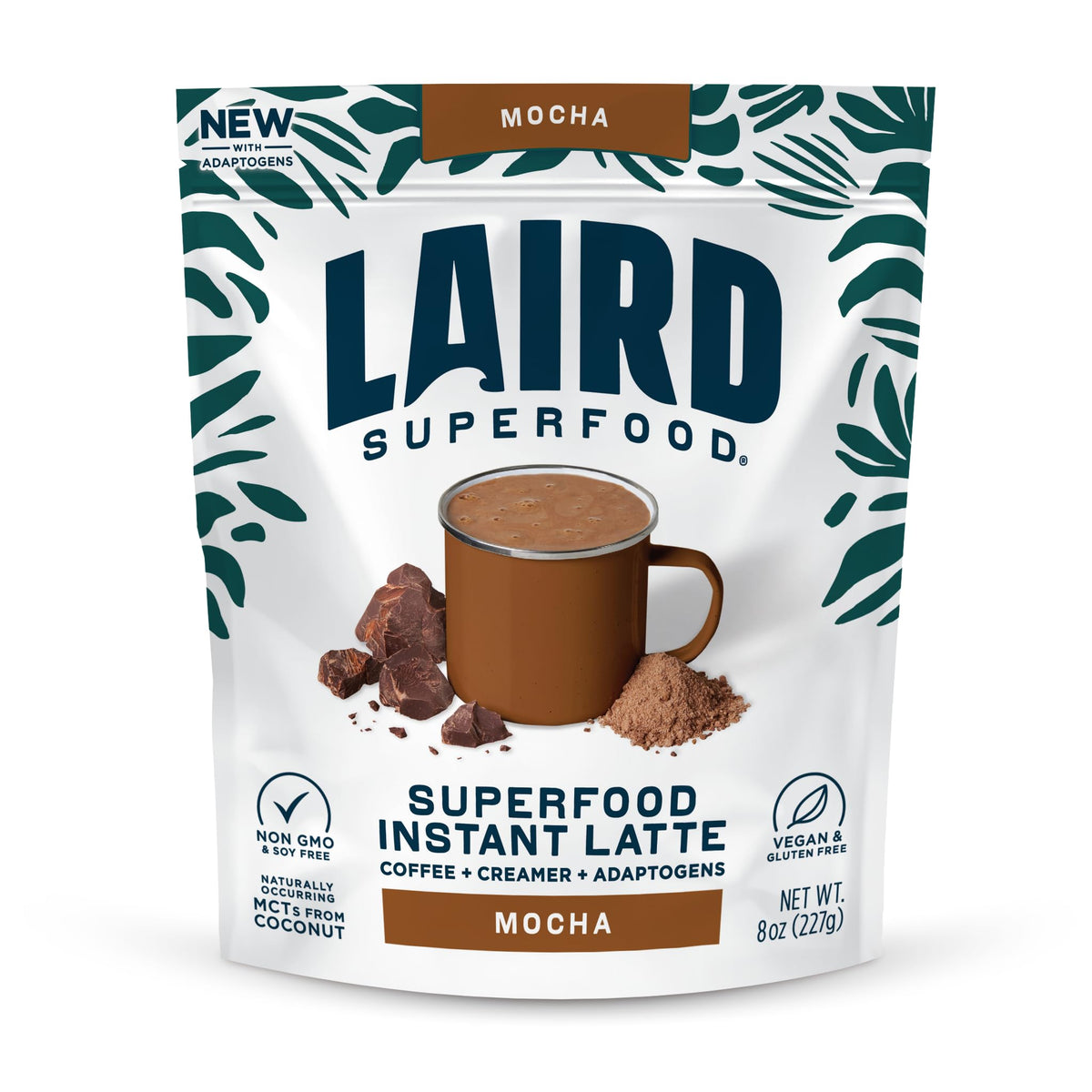 Laird Superfood Mocha Instant Latte canister with premium ingredients and bold mocha flavor