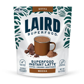 Laird Superfood Mocha Instant Latte canister with premium ingredients and bold mocha flavor