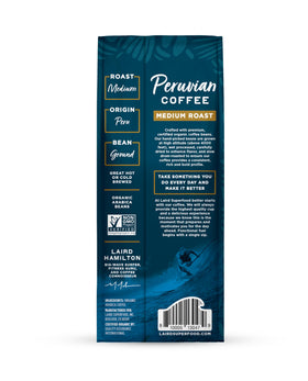 Laird Superfood Peruvian roast label closeup showing organic and arabica quality