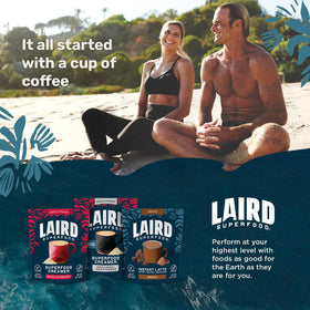 Laird Superfood Vanilla Coconut Powder spoon dispensing for quick, consistent portions