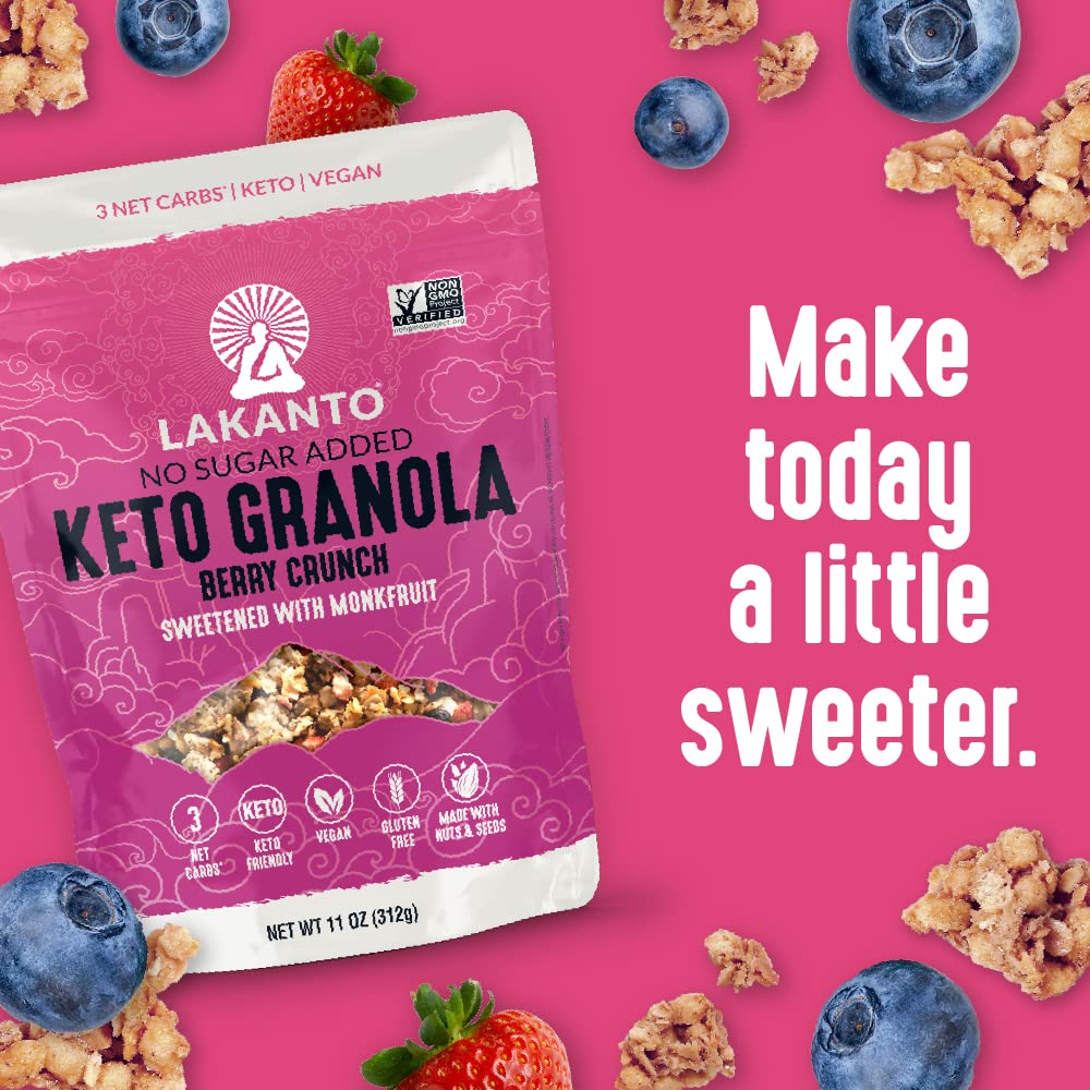 Lakanto Berry Crunch Granola gluten-free grain-free icon signaling safe dietary option.