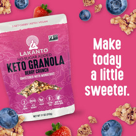 Lakanto Berry Crunch Granola gluten-free grain-free icon signaling safe dietary option.