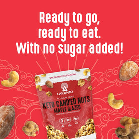 Lakanto Candied Nuts Maple Glazed in bowl demonstrates portion control snack