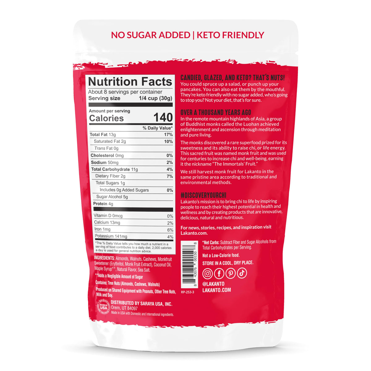 Lakanto Candied Nuts Maple Glazed package highlights vegan, convenient on-the-go snack