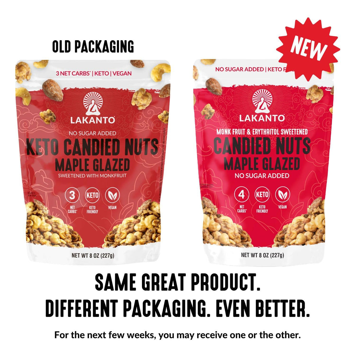 Lakanto Candied Nuts Maple Glazed on salad showcases versatile topping