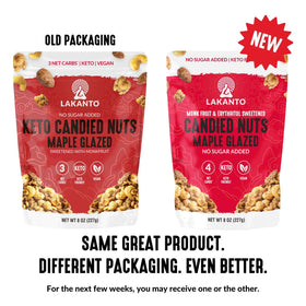 Lakanto Candied Nuts Maple Glazed on salad showcases versatile topping