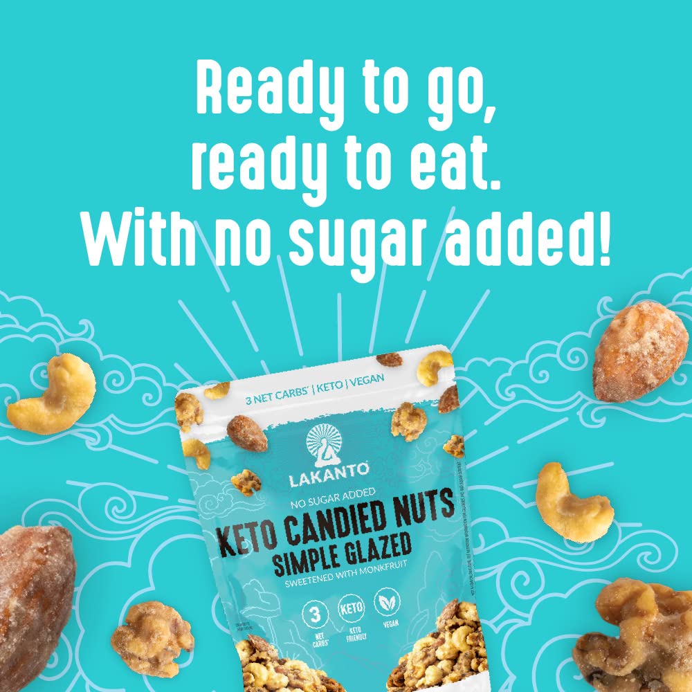 Lakanto Candied Nuts on-the-go pouch ready for travel or desk snacking