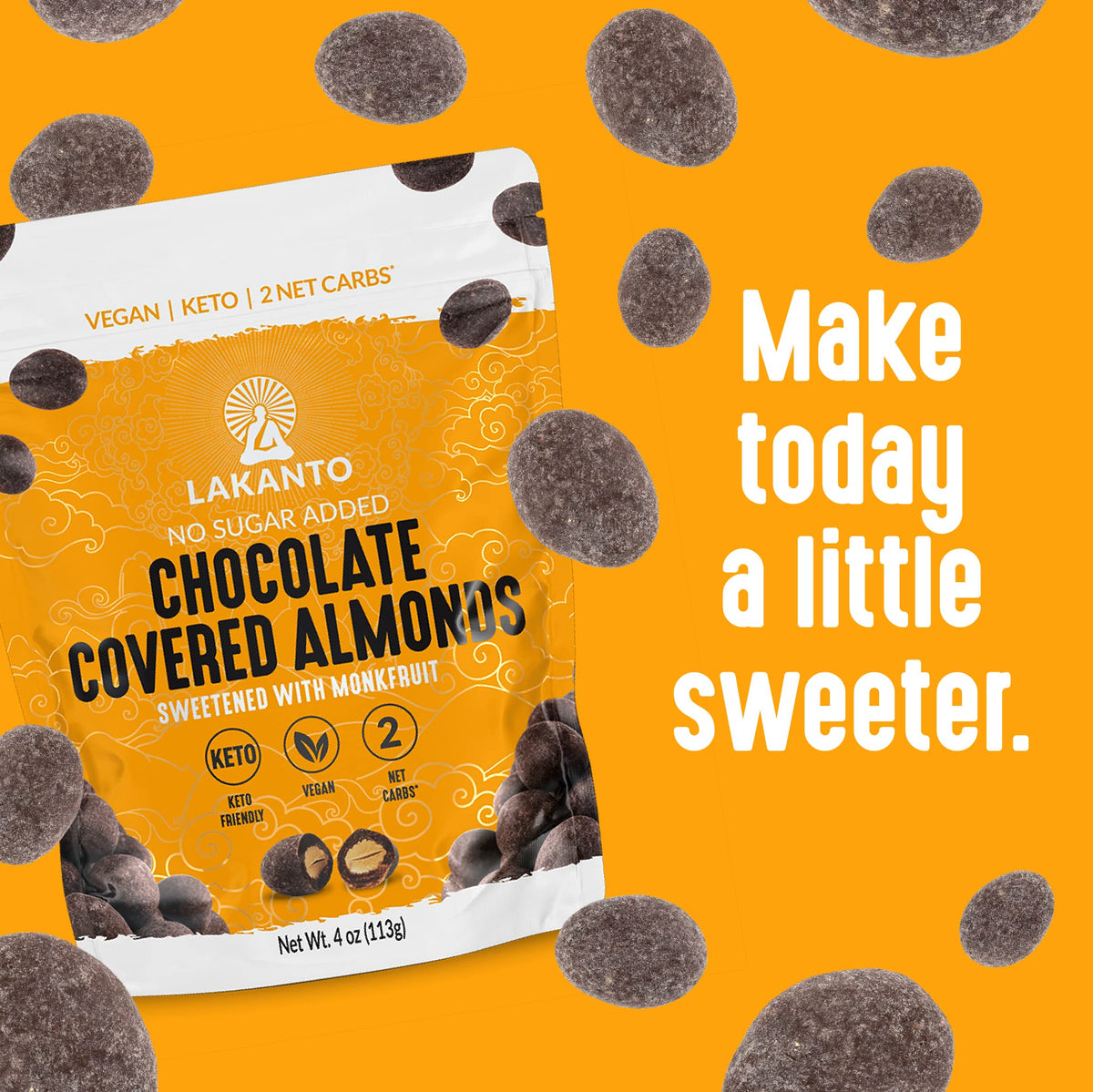 Pack of 2 Lakanto Chocolate Covered Almonds for convenient sharing.