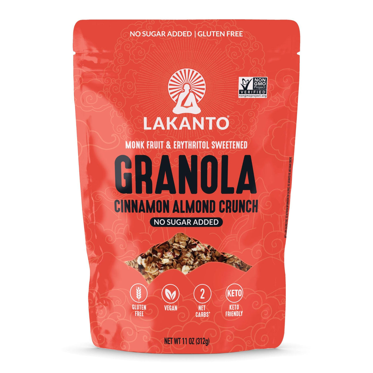 Lakanto Cinnamon Almond Crunch Granola in a bowl for a quick keto breakfast.