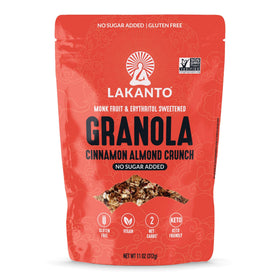 Lakanto Cinnamon Almond Crunch Granola in a bowl for a quick keto breakfast.