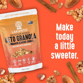No sugar added with monk fruit sweetness from Lakanto Granola.