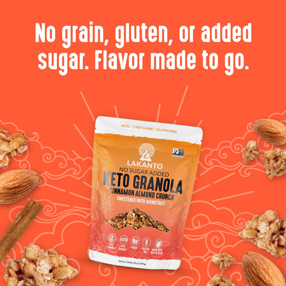 Toasted almond and coconut bits in Lakanto granola.