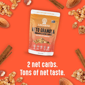 Pour Lakanto Cinnamon Almond Crunch Granola for an on-the-go snack.