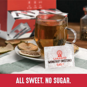 Lakanto packets sweeten lemonade with clean, sugar-like taste.