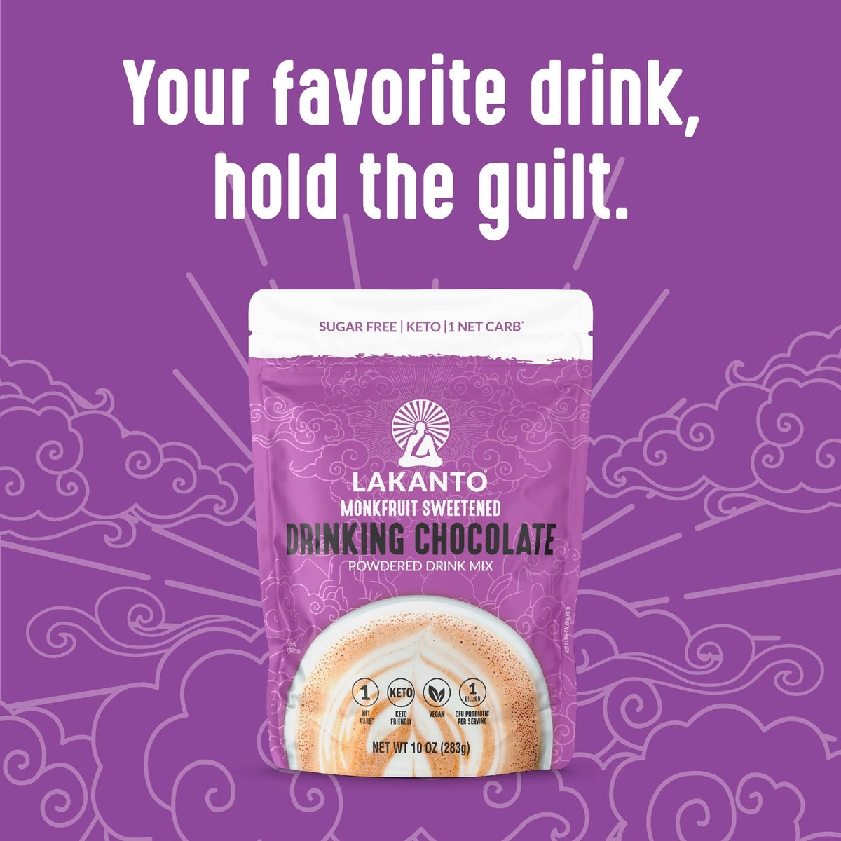 Nutrition label highlights 1g net carb per serving on Lakanto mix.