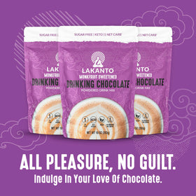 Lakanto vegan-friendly packaging with monk fruit sweetener and dutched cocoa.