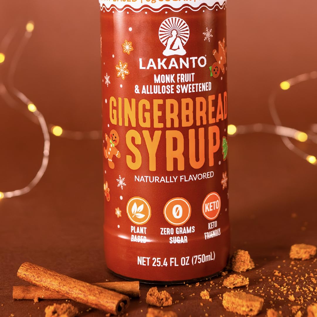 Sparkling water with Lakanto Gingerbread Syrup twist
