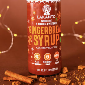 Sparkling water with Lakanto Gingerbread Syrup twist