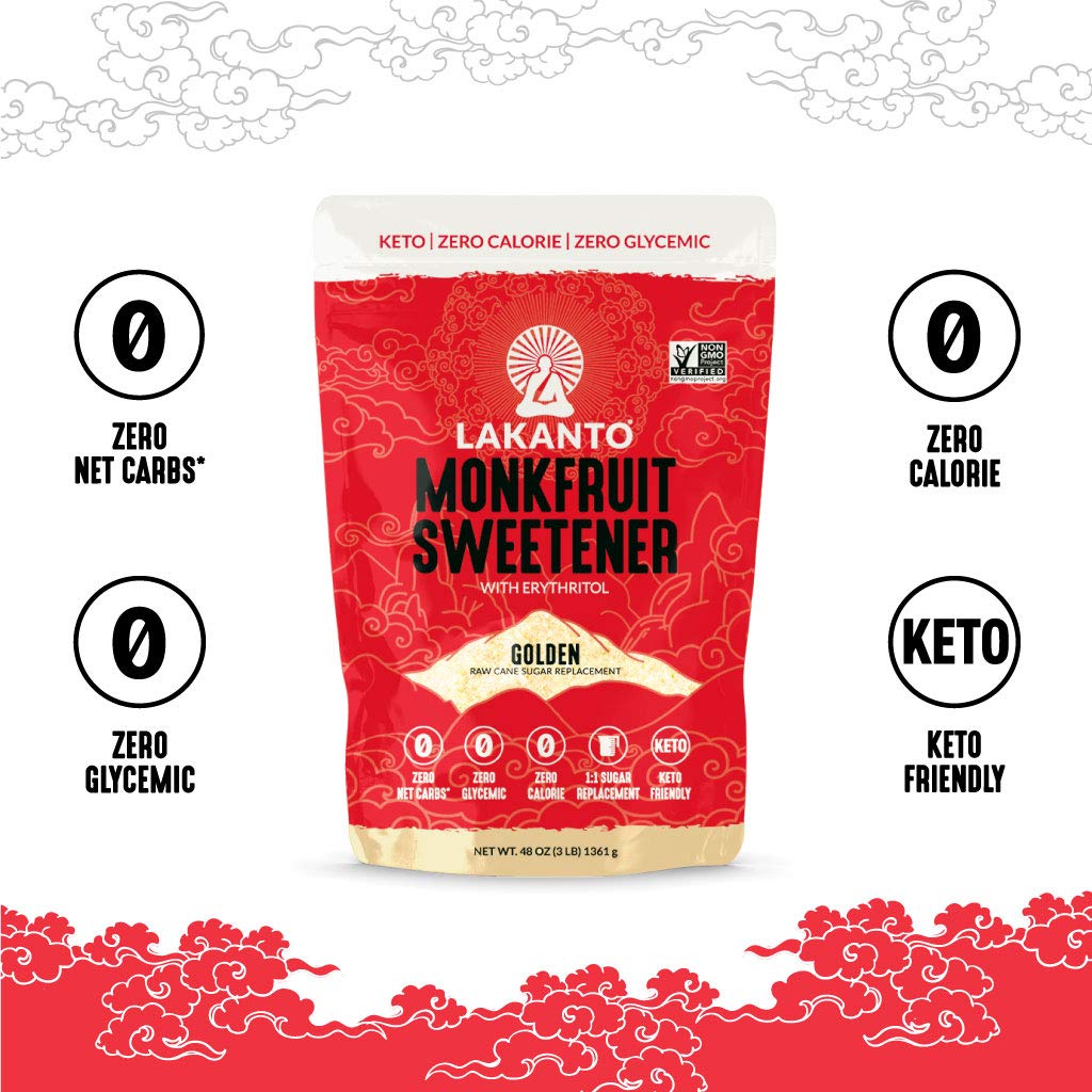 Baked cookies prepared with Lakanto Golden Monk Fruit Sweetener as a sugar substitute.
