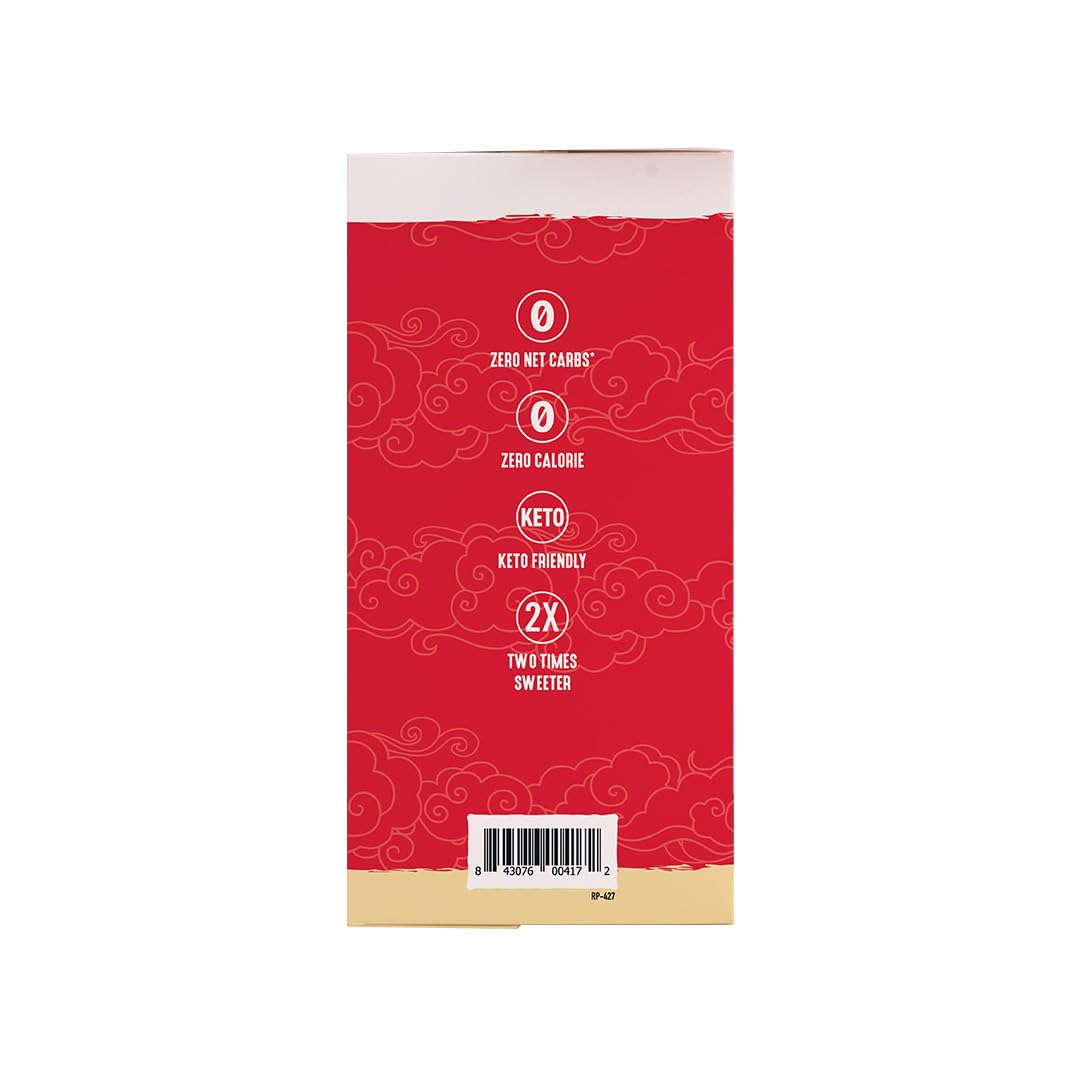 Close-up of Lakanto packet highlighting vegan sugar-free formula.