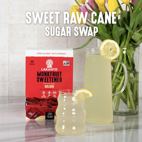 Travel-ready Lakanto sachets tucked in a bag for daily sweetness.