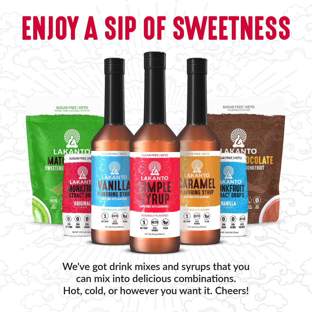 Kitchen-ready Lakanto drops on countertop for quick sweetening.