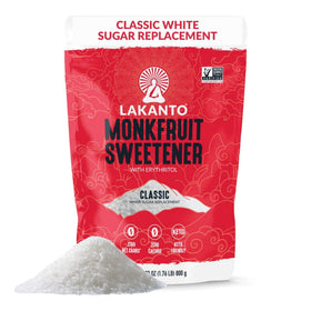 Lakanto Monkfruit Sweetener jar—versatile sugar substitute for everyday baking and beverages.