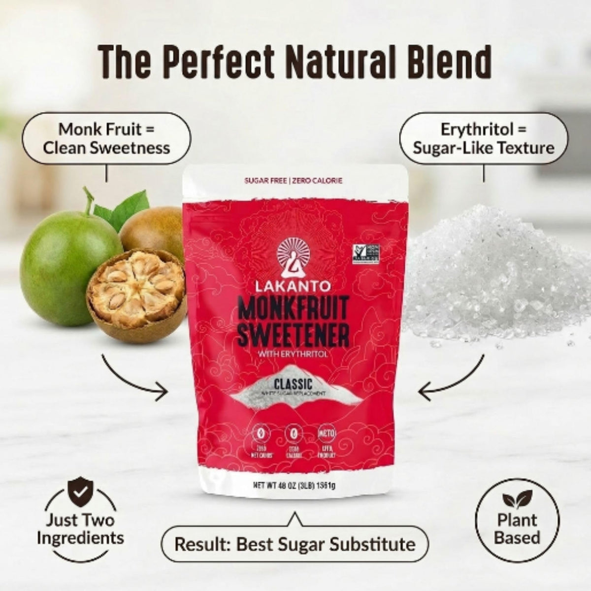 Lakanto Monkfruit Sweetener tea cup—gentle sweetness that enhances flavor without aftertaste.