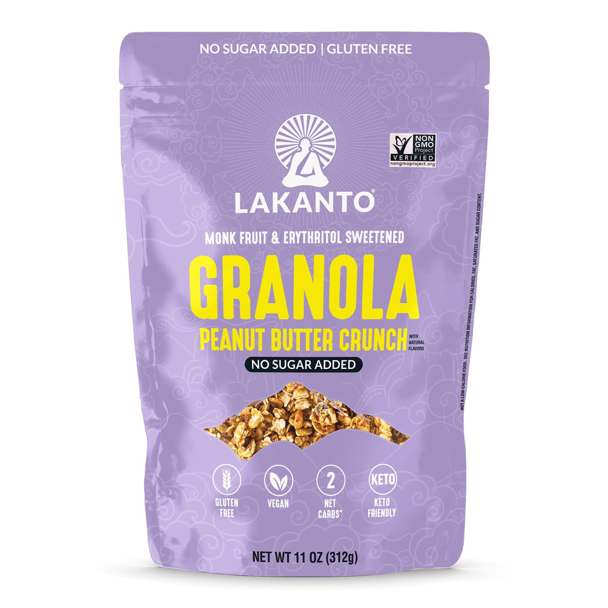 Lakanto Peanut Butter Crunch Granola in a bowl, quick breakfast crunch.