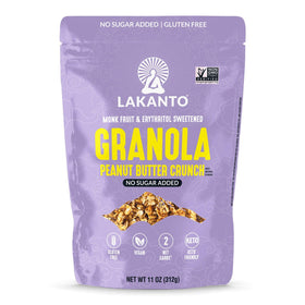 Lakanto Peanut Butter Crunch Granola in a bowl, quick breakfast crunch.