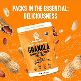 Ingredient close-up: coconut, almonds, seeds in Lakanto granola.