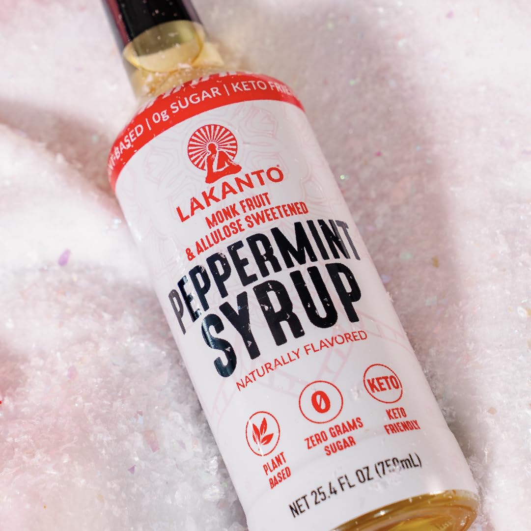 Baking scene with Lakanto Peppermint Syrup ready to flavor batter