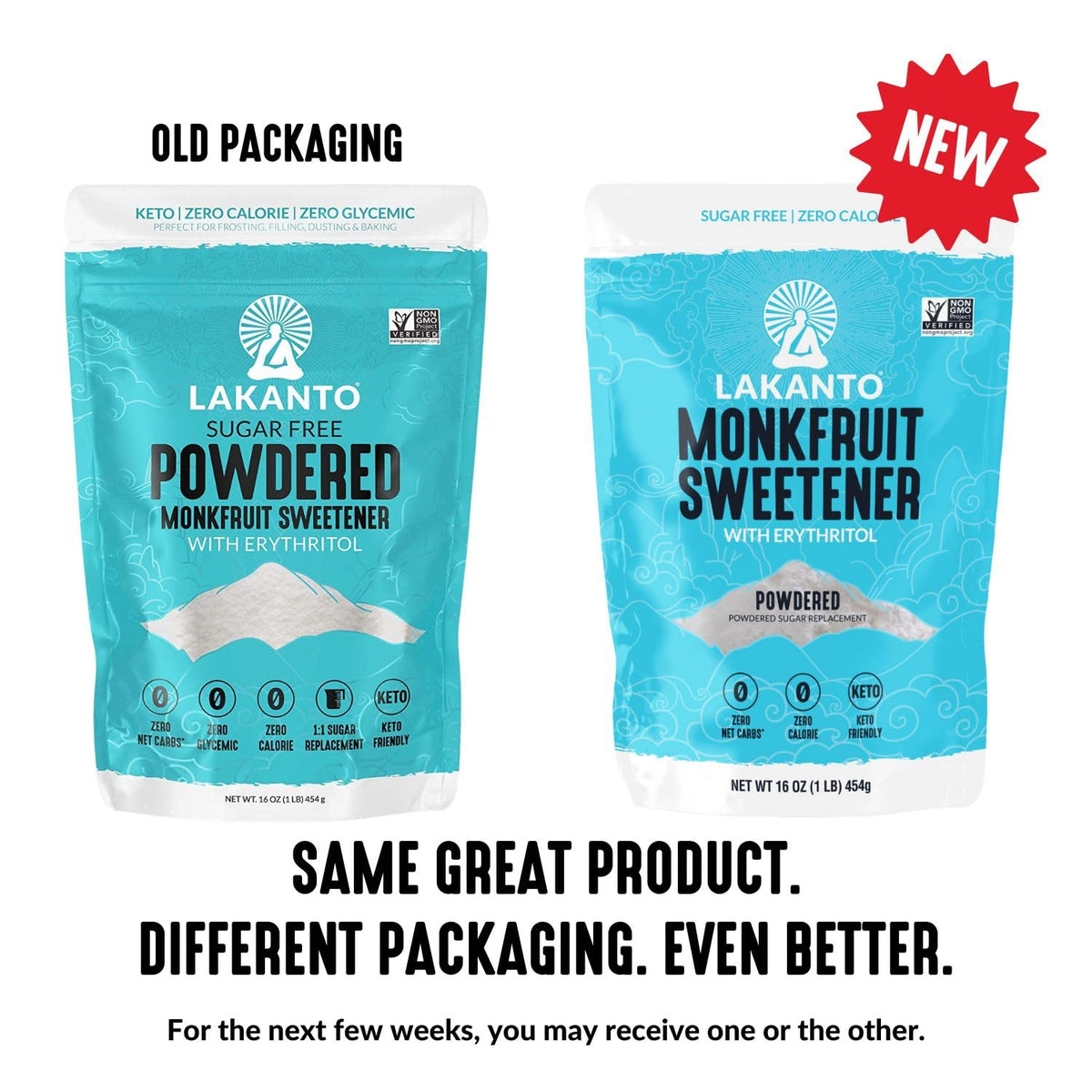 Lakanto Powdered Sweetener coffee cup demonstrates vegan, gluten-free friendly sweetness.