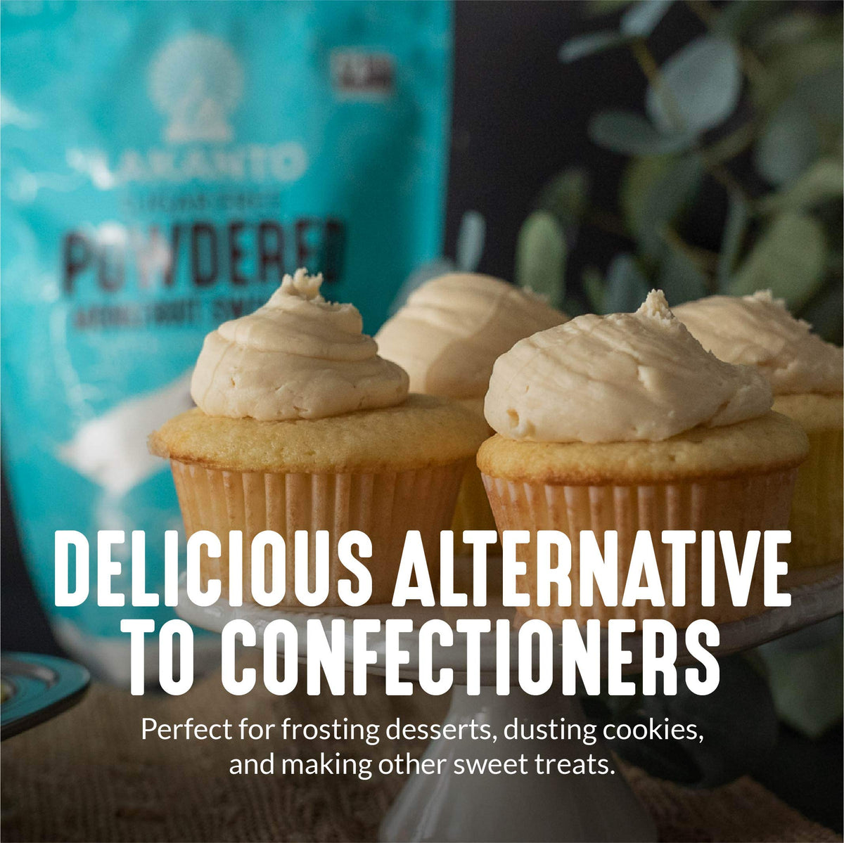 Lakanto Powdered Sweetener cookies setup highlights keto-friendly sweetness for cookies.
